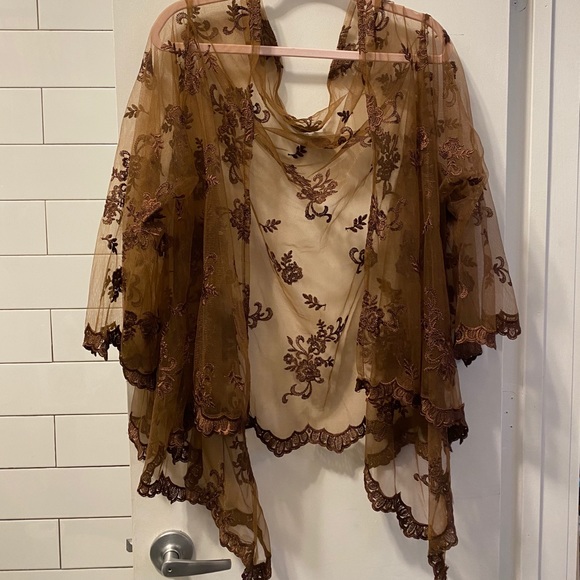 OOAK Vintage Sheer Embroidered Cottagecore Kimono - Picture 3 of 3